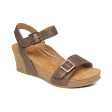 Load image into Gallery viewer, Aetrex Wmns Lexa Quarter Strap Wedge Sandal Bronze