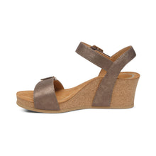 Load image into Gallery viewer, Aetrex Wmns Lexa Quarter Strap Wedge Sandal Bronze
