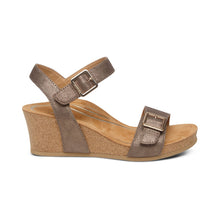 Load image into Gallery viewer, Aetrex Wmns Lexa Quarter Strap Wedge Sandal Bronze