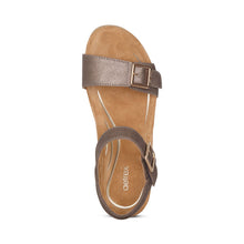 Load image into Gallery viewer, Aetrex Wmns Lexa Quarter Strap Wedge Sandal Bronze