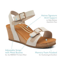 Load image into Gallery viewer, Aetrex Wmns Lexa Quarter Strap Wedge Sandal Bronze