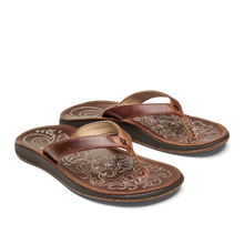Load image into Gallery viewer, Olukai Paniolo Womens Natural Embossed Leather Beach Sandal
