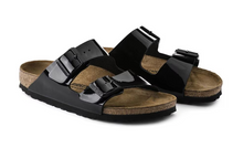 Load image into Gallery viewer, Birkenstock Arizona 2 Strap Sandal Black Patent Birko Flor
