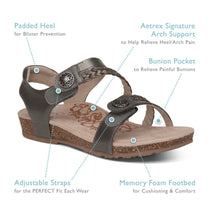 Load image into Gallery viewer, Aetrex Womens Jillian Quarter Strap Sandal Black
